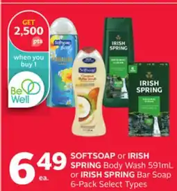 Rexall SOFTSOAP or IRISH SPRING Body Wash 591mL or IRISH SPRING Bar Soap 6-Pack offer