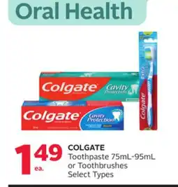 Rexall COLGATE Toothpaste 75mL-95mL or Toothbrushes offer