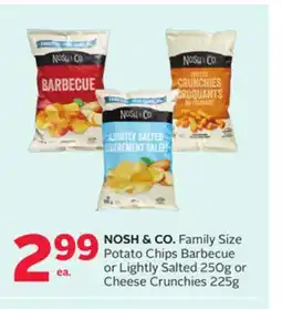 Rexall NOSH & CO. Family Size Potato Chips Barbecue or Lightly Salted 250g or Cheese Crunchies 225g offer