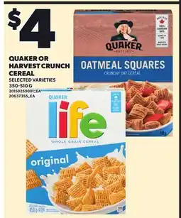 Independent City Market QUAKER OR HARVEST CRUNCH CEREAL offer