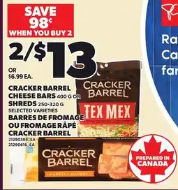 Independent City Market CRACKER BARREL CHEESE BARS, 400 G OR OR SHREDS offer