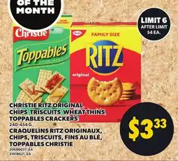 Independent City Market CHRISTIE RITZ ORIGINAL, CHIPS, TRISCUITS, WHEAT THINS, TOPPABLES CRACKERS offer