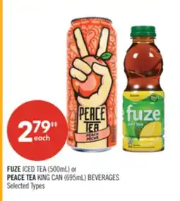 Shoppers Drug Mart FUZE ICED TEA (500mL) or PEACE TEA KING CAN (695mL) BEVERAGES offer