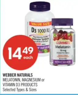 Shoppers Drug Mart WEBBER NATURALS MELATONIN, MAGNESIUM or VITAMIN D3 PRODUCTS offer