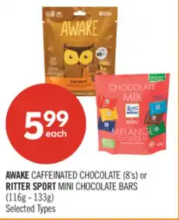 Shoppers Drug Mart AWAKE CAFFEINATED CHOCOLATE (8's) or RITTER SPORT MINI CHOCOLATE BARS (116g - 133g) offer