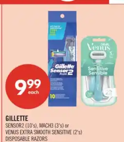 Shoppers Drug Mart GILLETTE SENSOR2 (10's), MACH3 (3's) or VENUS EXTRA SMOOTH SENSITIVE (2's) DISPOSABLE RAZORS offer