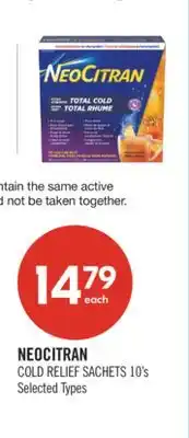 Shoppers Drug Mart NEOCITRAN COLD RELIEF SACHETS 10's offer