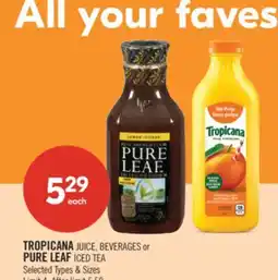 Shoppers Drug Mart TROPICANA JUICE, BEVERAGES or PURE LEAF ICED TEA offer