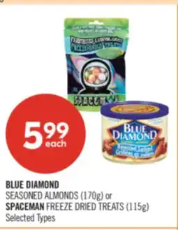 Shoppers Drug Mart BLUE DIAMOND SEASONED ALMONDS (170g) or SPACEMAN FREEZE DRIED TREATS (115g) offer