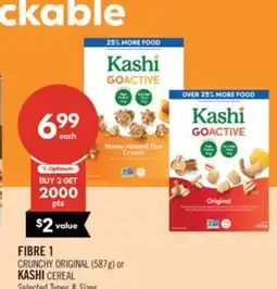 Shoppers Drug Mart FIBRE 1 CRUNCHY ORIGINAL (587g) or KASHI CEREAL offer