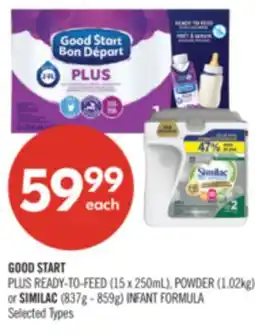 Shoppers Drug Mart GOOD START PLUS READY-TO-FEED (15 x 250mL), POWDER (1.02kg) or SIMILAC (837g - 859g) INFANT FORMULA offer
