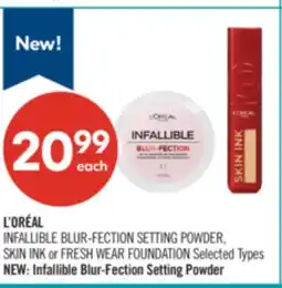 Shoppers Drug Mart L'ORÉAL INFALLIBLE BLUR-FECTION SETTING POWDER, SKIN INK or FRESH WEAR FOUNDATION offer