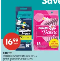 Shoppers Drug Mart GILLETTE SKINGUARD RAZOR SYSTEM, DAISY (18's) or SENSOR 2 (15's) DISPOSABLE RAZORS offer