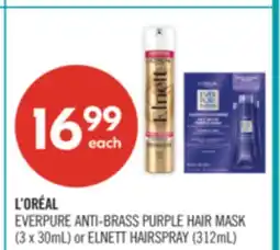 Shoppers Drug Mart L'ORÉAL EVERPURE ANTI-BRASS PURPLE HAIR MASK (3 x 30mL) or ELNETT HAIRSPRAY (312mL) offer