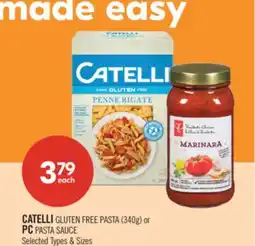 Shoppers Drug Mart CATELLI GLUTEN FREE PASTA (340g) or PC PASTA SAUCE offer