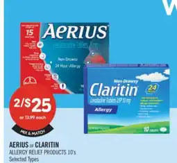 Shoppers Drug Mart AERIUS or CLARITIN ALLERGY RELIEF PRODUCTS offer