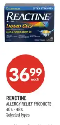 Shoppers Drug Mart REACTINE ALLERGY RELIEF PRODUCTS offer