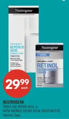 Shoppers Drug Mart NEUTROGENA TRIPLE AGE REPAIR 48mL or RAPID WRINKLE REPAIR FACIAL MOISTURIZERS offer