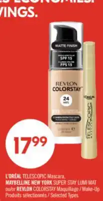 Pharmaprix L'ORÉAL TELESCOPIC Mascara, MAYBELLINE NEW YORK SUPER STAY or REVLON COLORSTAY Make-Up offer