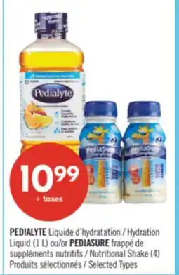 Pharmaprix PEDIALYTE Hydration Liquid (1 L) or PEDIASURE Nutritional Shake (4) offer