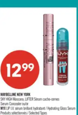 Pharmaprix MAYBELLINE NEW YORK SKY HIGH Mascara, LIFTER Serum Concealer or NYX LIP I.V. Hydrating Gloss Serum offer