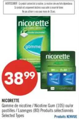 Pharmaprix NICORETTE NICOTINE GUM 105 OR PASTILLES 80 offer
