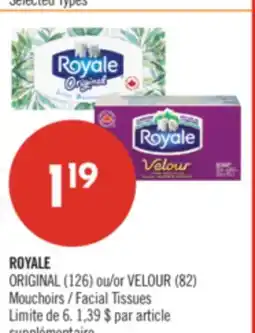 Pharmaprix ROYALE ORIGINAL (126) or VELOUR (82) Facial Tissues offer