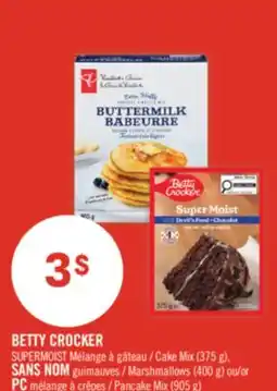 Pharmaprix BETTY CROCKER SUPERMOIST Cake Mix 375 g NO NAME Marshmallows 400 g or PC Pancake Mix 905 g offer