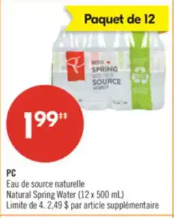 Pharmaprix PC Eau de source naturelle Natural Spring Water (12 x 500 mL) offer