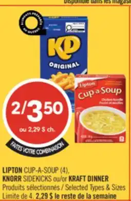 Pharmaprix LIPTON CUP-A-SOUP (4), KNORR SIDEKICKS or KRAFT DINNER offer
