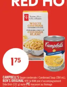 Pharmaprix CAMPBELL'S Condensed Soup (284 mL), BEN'S ORIGINAL VITE & BON Side Dish (132 g) or PC macaroni offer