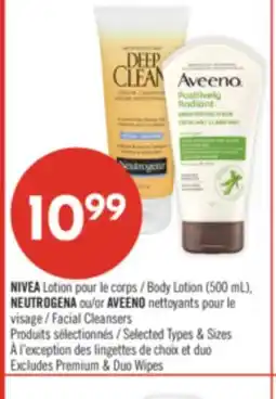 Pharmaprix NIVEA Body Lotion (500 mL), NEUTROGENA or AVEENO Facial Cleansers offer