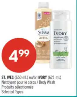 Pharmaprix ST. IVES (650 mL) or IVORY (621 mL) Body Wash offer