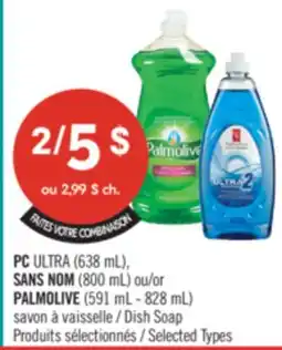 Pharmaprix PC ULTRA (638 mL), NO NAME (800 mL) or PALMOLIVE (591 mL - 828 mL) Dish Soap offer