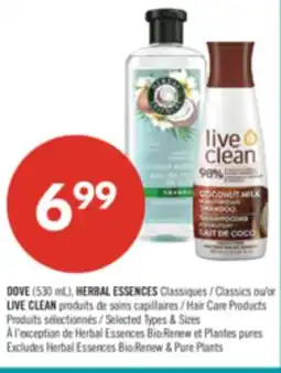Pharmaprix DOVE (53.0 ml), HERBAL ESSENCE classics or LIVE CLEAN lotions hair care products offer