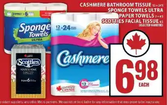 Cashmere Bathroom Tissue, Sponge Towels Ultra Paper Towels, Scotties Facial Tissue