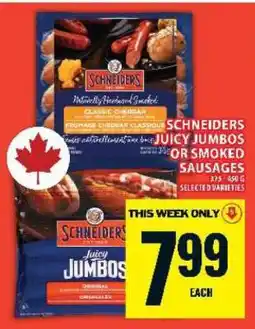 Food Basics SCHNEIDERS JUICY JUMBOS OR SMOKED SAUSAGES offer
