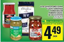 Food Basics Vita Sana or Molisana Flour, Sundried Tomatoes or Tomato Sauce, De Cecco Pesto offer