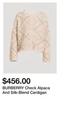 Holt Renfrew BURBERRY Check Alpaca And Silk-Blend Cardigan offer
