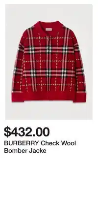 Holt Renfrew BURBERRY Check Wool Bomber Jacke offer