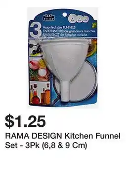 Dollarama RAMA DESIGN Kitchen Funnel Set - 3Pk (6,8 & 9 Cm) offer