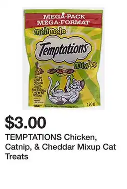 Dollarama TEMPTATIONS Chicken, Catnip, & Cheddar Mixup Cat Treats offer