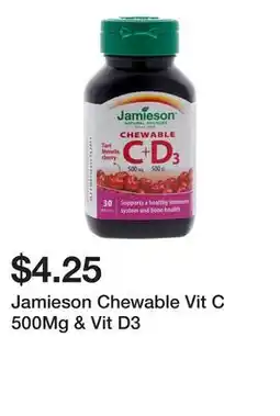 Dollarama Jamieson Chewable Vit C 500Mg & Vit D3 offer