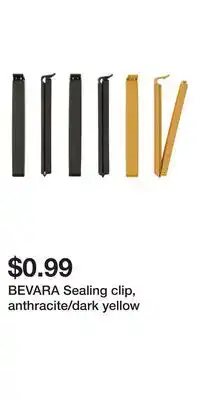 IKEA BEVARA Sealing clip, anthracite/dark yellow offer