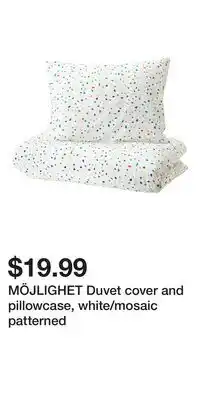 IKEA MÖJLIGHET Duvet cover and pillowcase, white/mosaic patterned offer