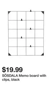 IKEA SÖSDALA Memo board with clips, black offer