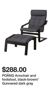 IKEA POÄNG Armchair and footstool, black-brown/Gunnared dark gray offer