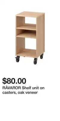 IKEA RÅVAROR Shelf unit on casters, oak veneer offer