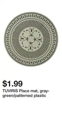 IKEA TUVIRIS Place mat, gray-green/patterned plastic offer