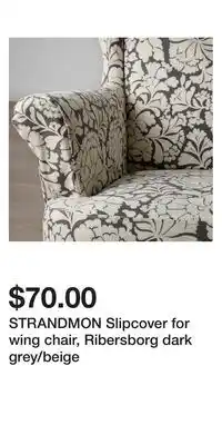 IKEA STRANDMON Slipcover for wing chair, Ribersborg dark grey/beige offer